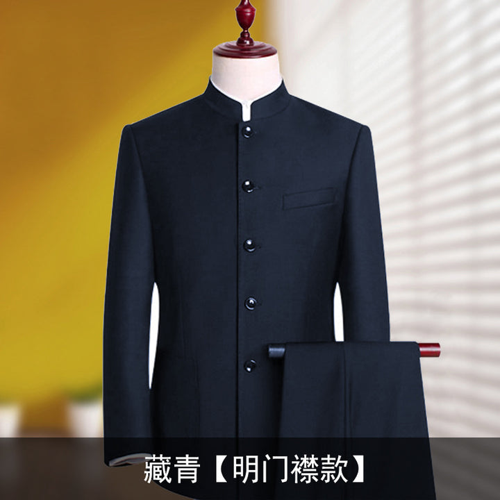 Mao Suit Suit Mens Youth Slim Chinese Stand Collar Suit Chinese Style Wedding Formal Wear Banquet Chinese Style Tang Suit