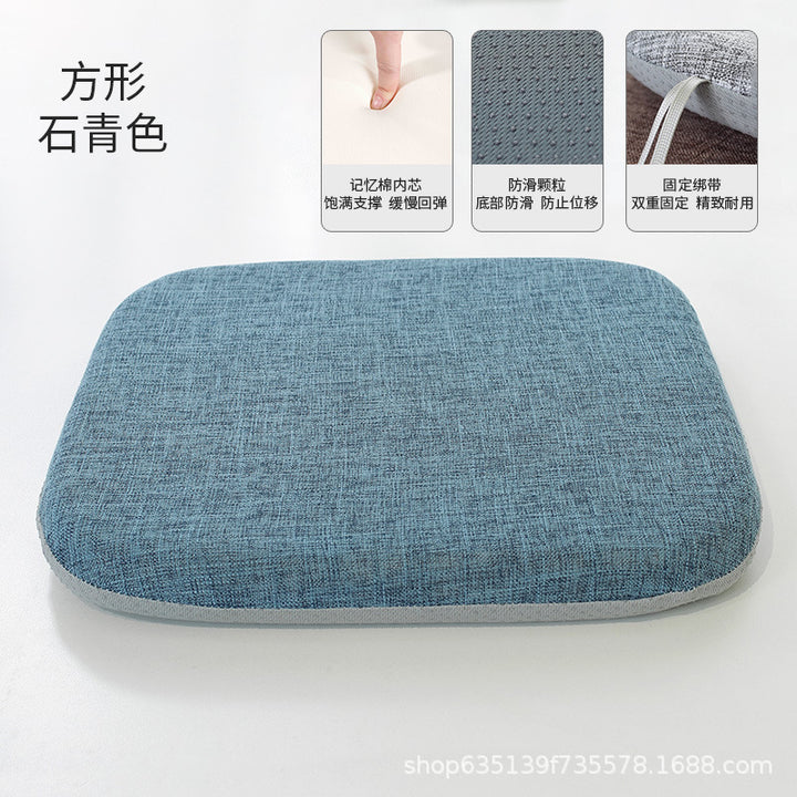 All Season Linen Memory Foam Seat Cushion Office Non Slip Student Thickened