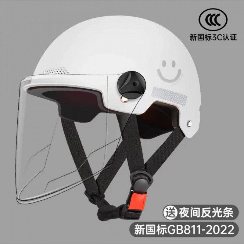 【店铺热销】认证新国标笑脸头盔电动车电瓶夏季摩托防晒半代发包