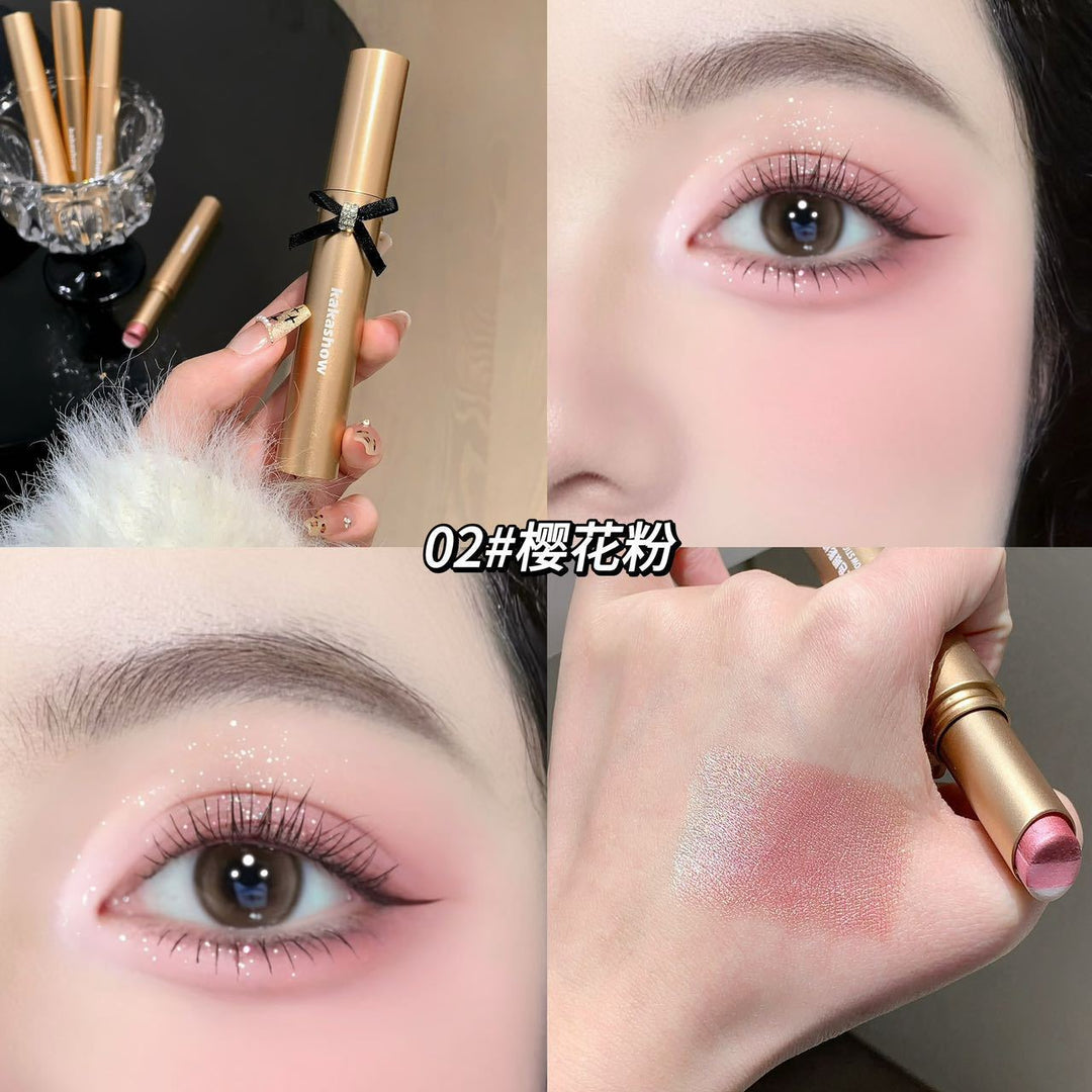 彩妆kakashow灵动明眸三色渐变眼影棒亮晶晶爆闪懒人一抹成型眼影