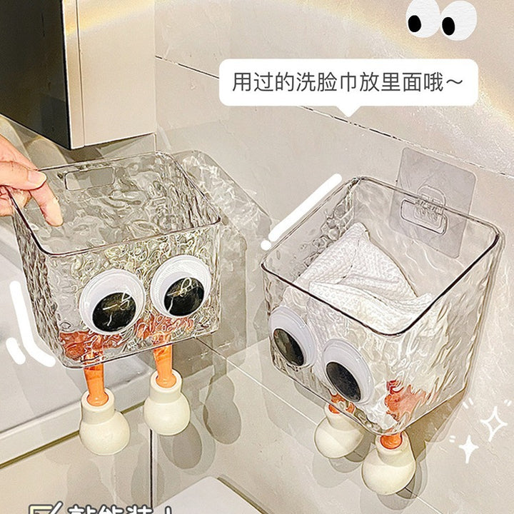 默默爱●废弃洗脸巾收纳盒壁挂沥水浴室洁面巾擦脸巾二次整理卫生