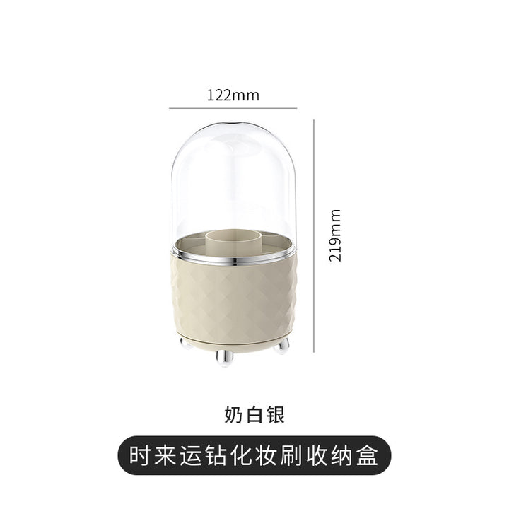 化妆品收纳盒高级感轻奢桌面化妆刷收纳可旋转梳妆台防尘收纳桶