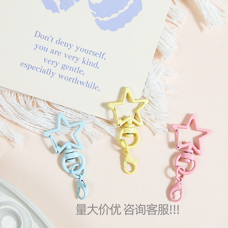 马卡龙色系五角星带小龙虾扣diy金属饰品配件材料批发公仔包挂扣