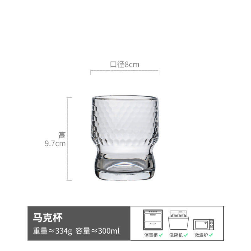 创意轻奢北欧风玻璃杯透明威士忌杯冰咖啡杯高颜值家用水杯网红款