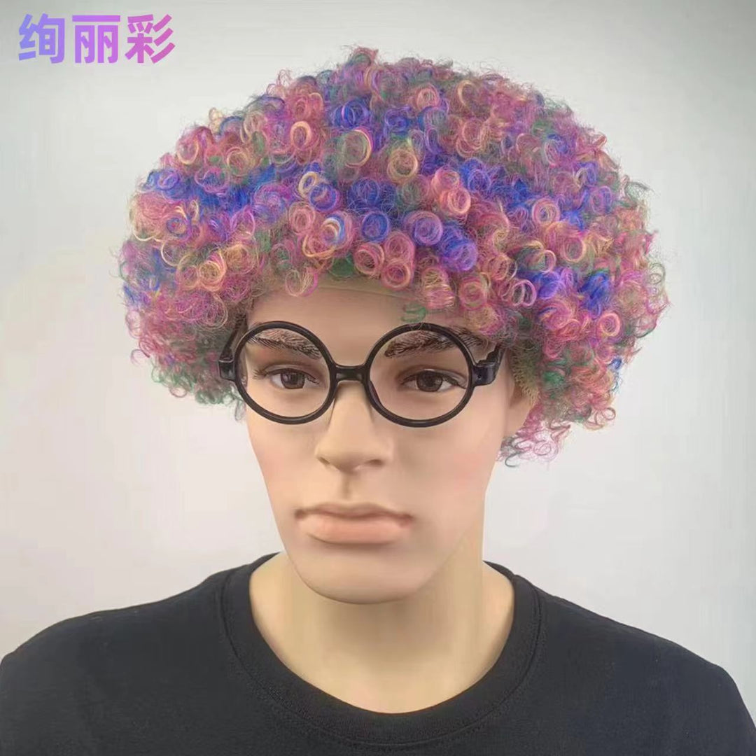 爆炸头假发搞怪小丑头套演出搞笑道具彩色假发套幼儿园表演区材料