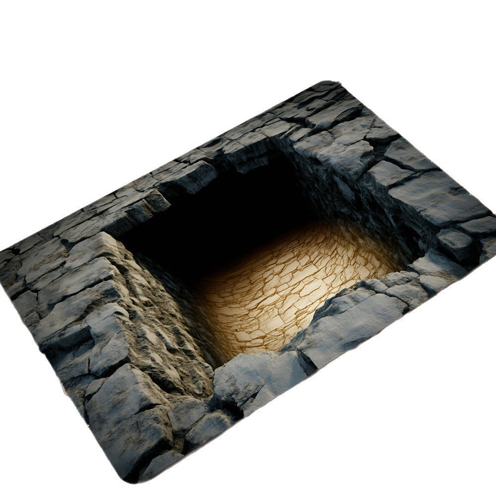 跨境temu代发3D视觉错觉入户玄关水晶绒地垫进门门垫耐脏耐磨地垫