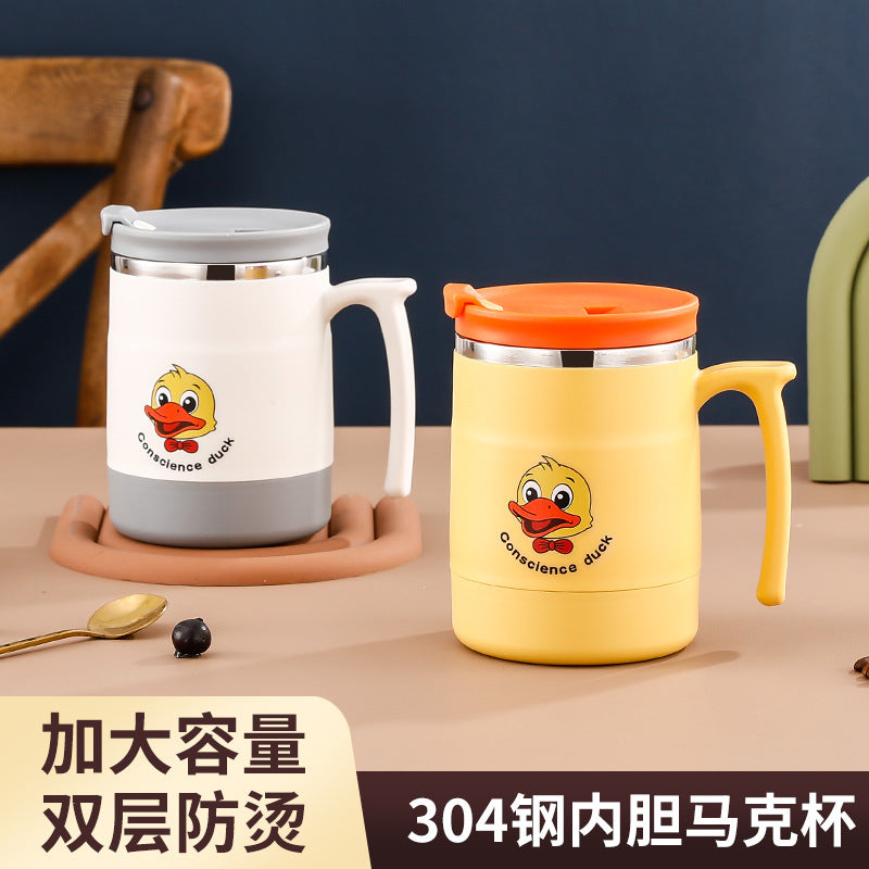 304不锈钢马克杯带盖杯子女办公室水杯泡茶杯男咖啡杯喝水杯饮水