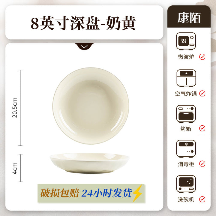 Bowl & Plate Home Set Premium Design High Temperature Underglaze Cream Style Ceramic Tableware Home Wholesale
