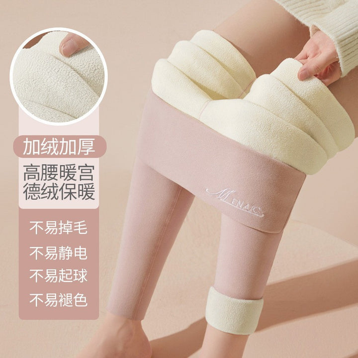 绵羊毛保暖裤女士加绒秋冬高级感蚕丝秋裤德绒高腰打底裤大码高端