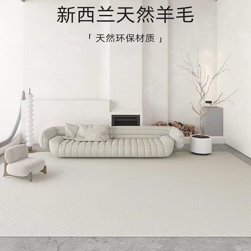 新西兰高脂羊毛地毯客厅侘寂风茶几毯日式极简奶油色家用卧室地垫