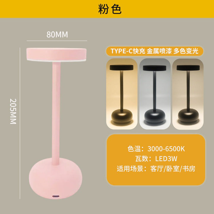 跨境LED充电金属台灯床头灯高级感氛围夜灯酒吧户外餐厅装饰台灯