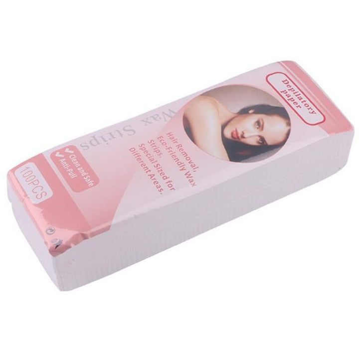 100 pc Non-Woven Wax Strips – Disposable Hair Removal Wax Paper for Beauty Salon & Home