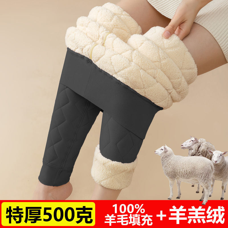 保暖裤女加绒加厚羊毛打底裤秋冬季东北九分德绒加绒裤子内穿棉裤