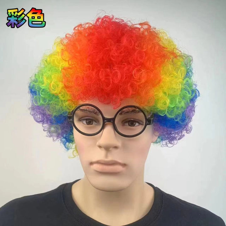 爆炸头假发搞怪小丑头套演出搞笑道具彩色假发套幼儿园表演区材料