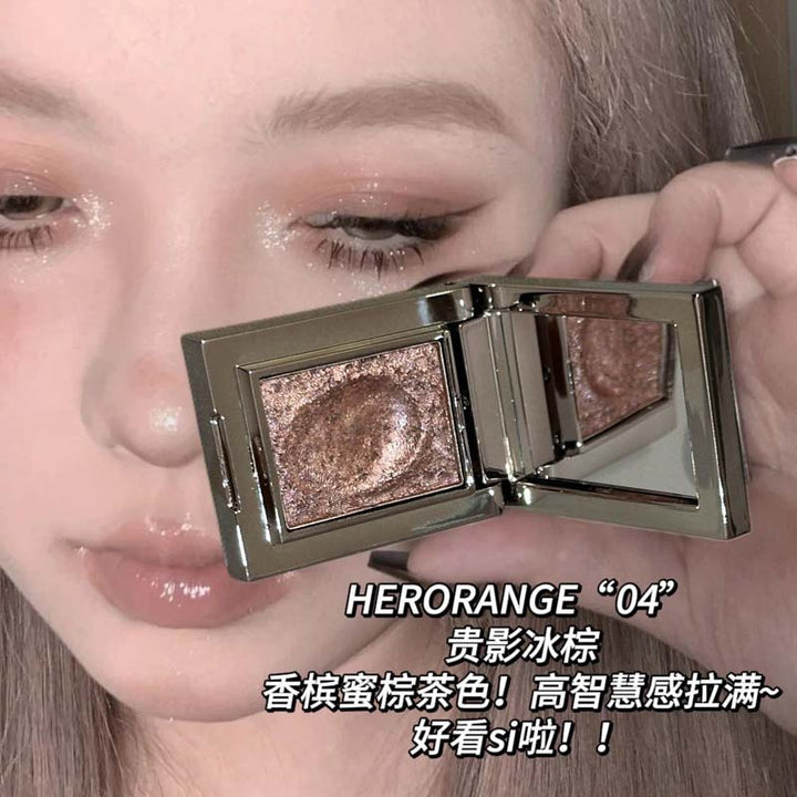 HERORANGE~轻奢贵影单颗眼影珠光爆闪变色龙碎钻提亮土豆泥眼影盘