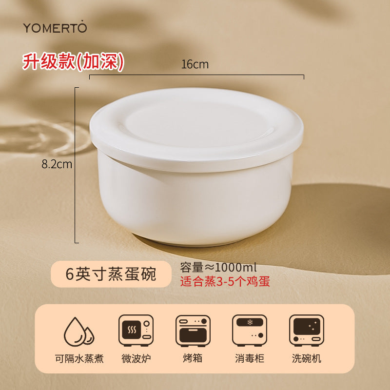 蒸蛋碗定制家用带盖釉下彩陶瓷蒸鸡蛋羹专用碗隔水炖盅蒸蛋蒸碗盘