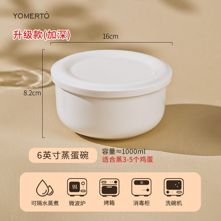蒸蛋碗定制家用带盖釉下彩陶瓷蒸鸡蛋羹专用碗隔水炖盅蒸蛋蒸碗盘