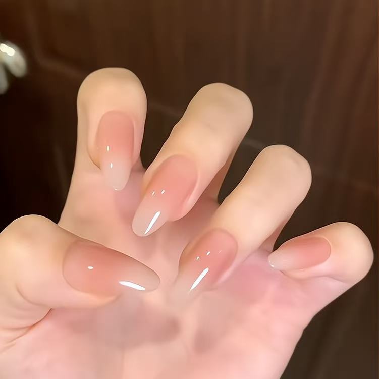 【裸门永存】华妃摸脸手工甘露寺腮红裸色高级显白美甲自然假指甲