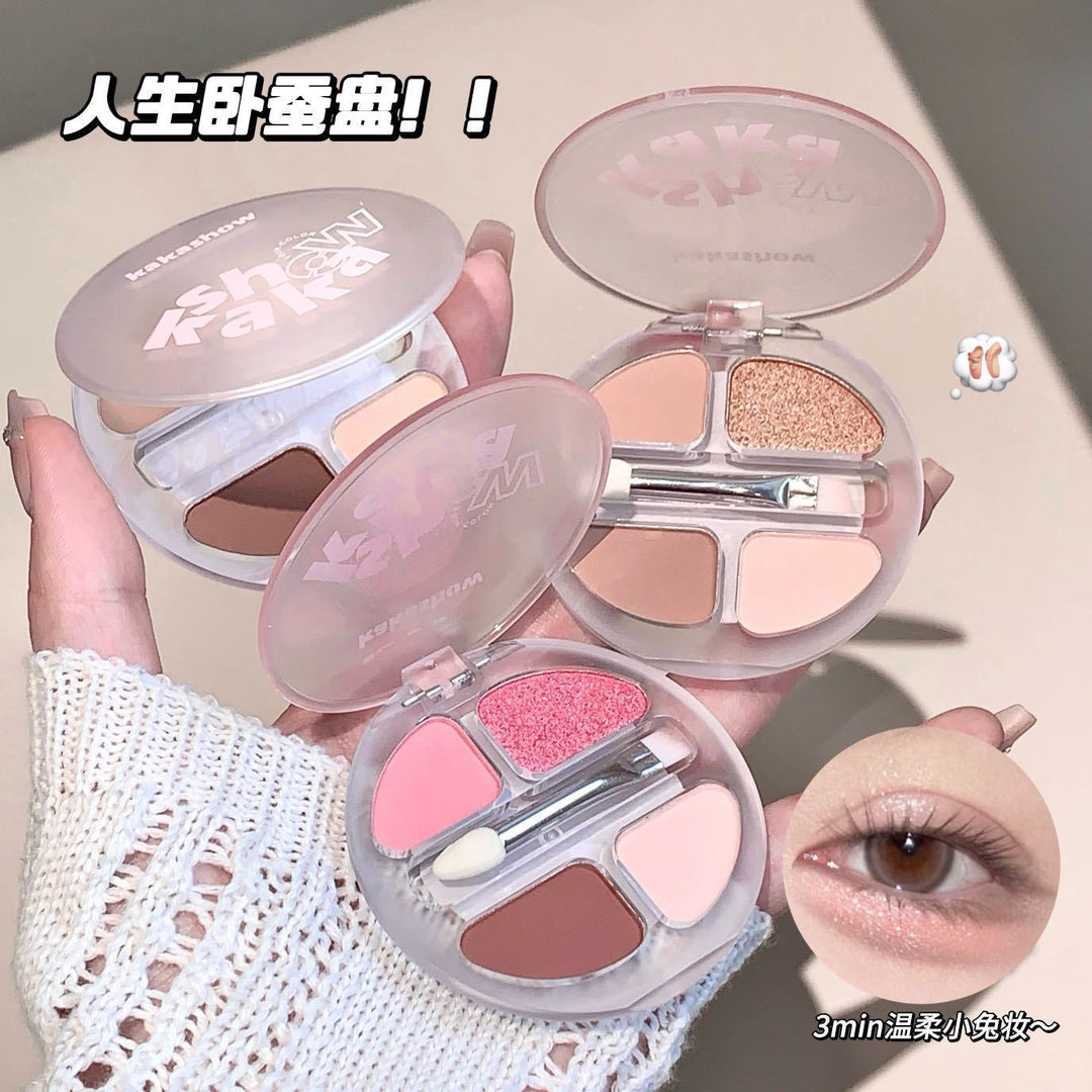 kakashow灵动四色卧蚕盘哑光闪粉自然立体提亮综合盘带双头刷眼影