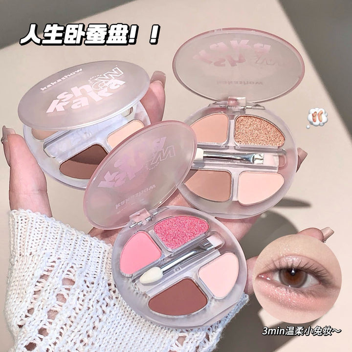 kakashow灵动四色卧蚕盘哑光闪粉自然立体提亮综合盘带双头刷眼影