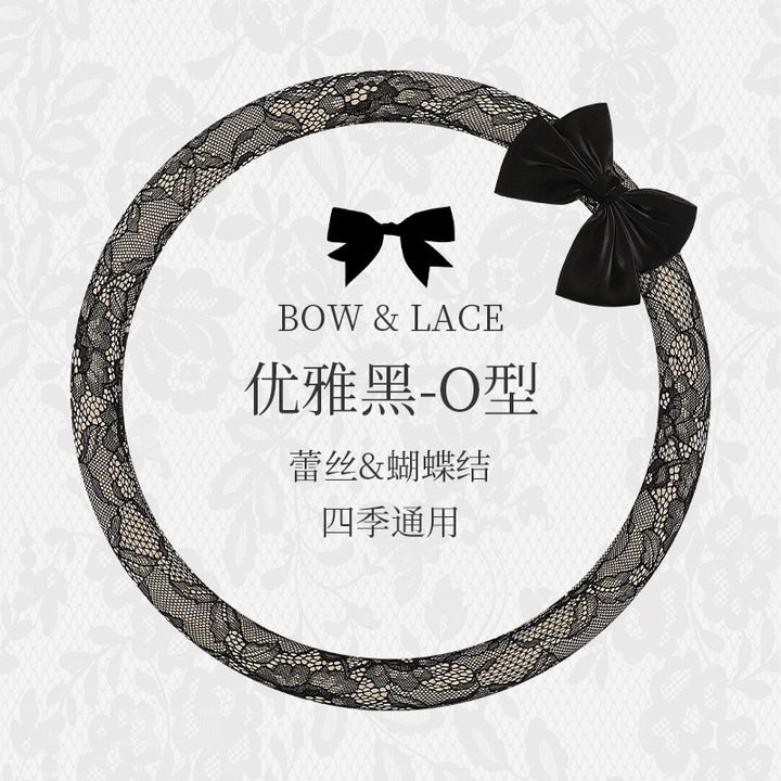 Car Steering Wheel Cover Summer Women Non Slip Breathable All Season Universal Lace Thin Grip Cover Decor