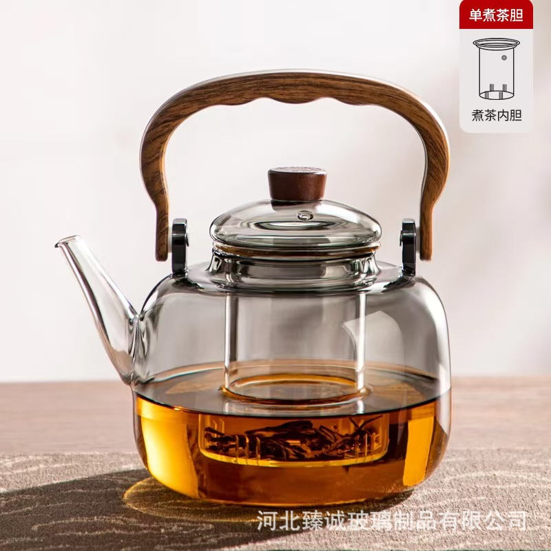 加厚耐热玻璃提梁壶现代简约耐高温大容量蒸煮茶壶电陶炉专用壶