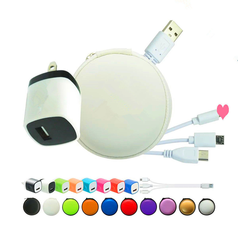 Car Cigarette Lighter Charger Travel Kit - 3-in-1 Braided Cable, USB Charger & Earphone Set