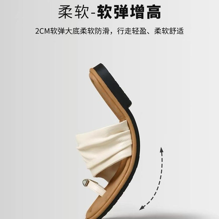 软皮版~2026新款法式复古平底拖鞋女外穿简约百搭凉拖鞋夏季舒适