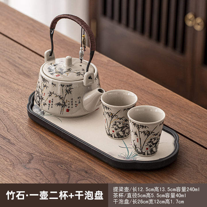 一壶二杯茶具套装家用宿舍酒店餐馆陶瓷功夫茶具泡茶壶茶杯会客