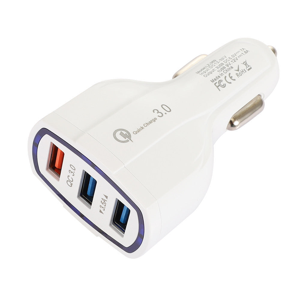 7 A Triple USB QC 3.0 Fast Car Charger - 3-Port Quick Charge Vehicle Charger
