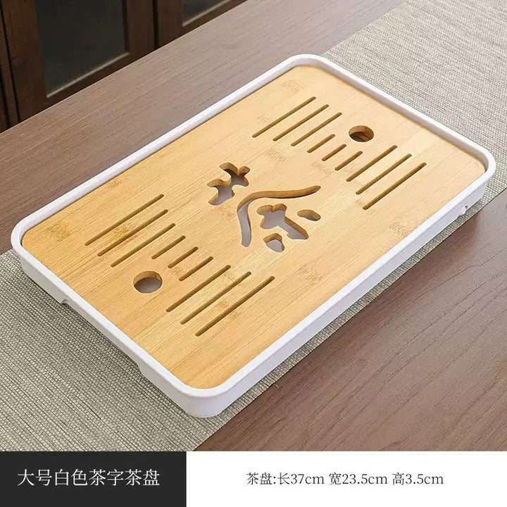 家用简约功夫茶具茶盘套装长方形储水日式密胺竹制小茶台沥水托盘
