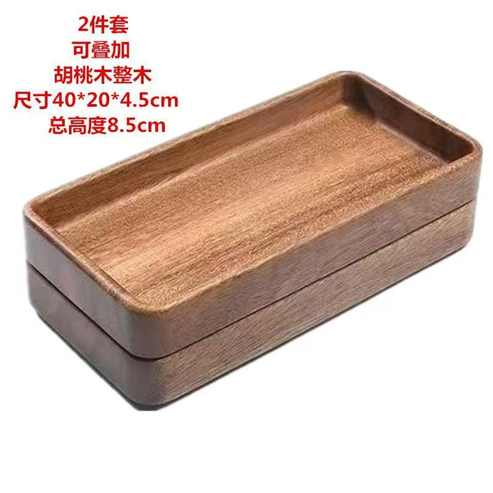 跨境定制胡桃木盘子木质托盘餐盘家用干果盘点心盘方形加厚可堆叠