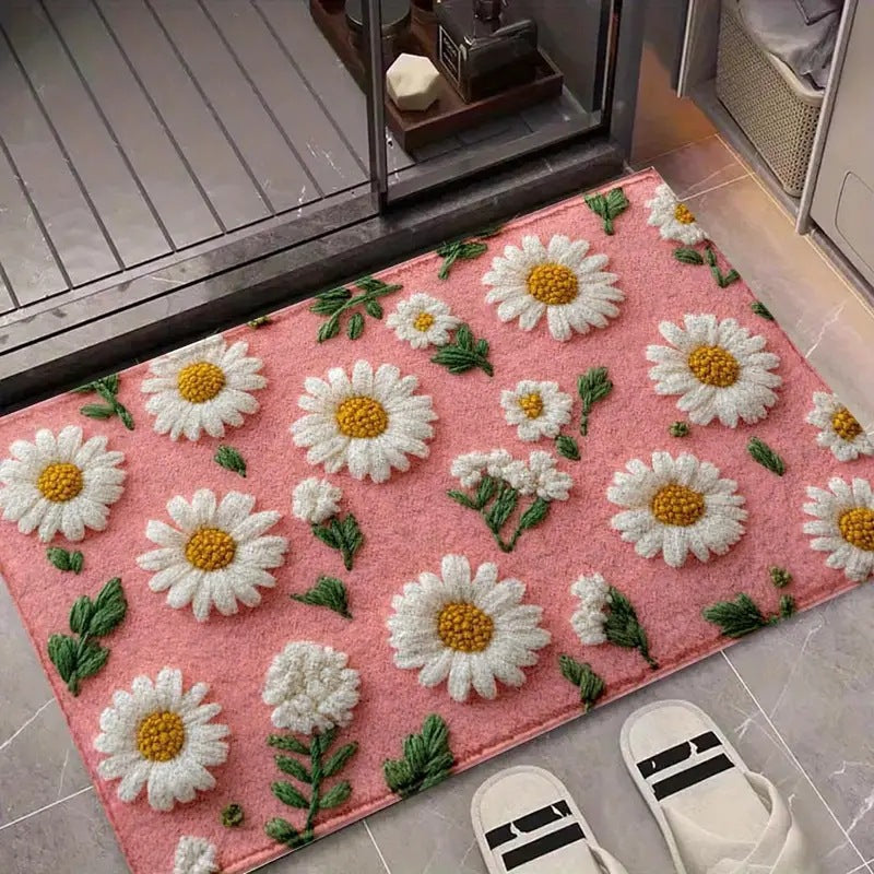Living Room Floral Non Slip Floor Mat Entryway Entryway Stain Resistant Floor Mat