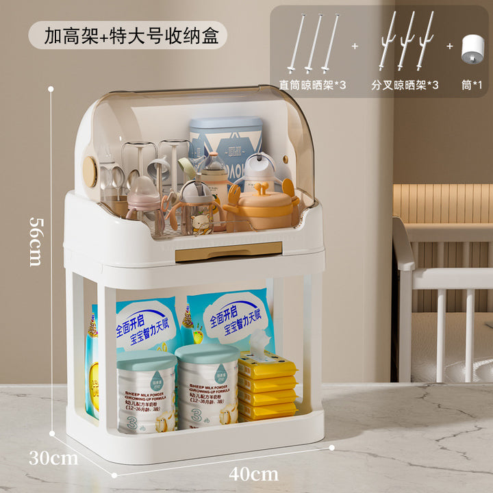 放宝宝奶瓶收纳盒装婴儿餐具碗筷辅食工具箱防尘沥水储物柜置物架