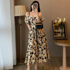 Sexy Floral Off-Shoulder Slip Dress – French Vintage Slim Fit Maxi Dress