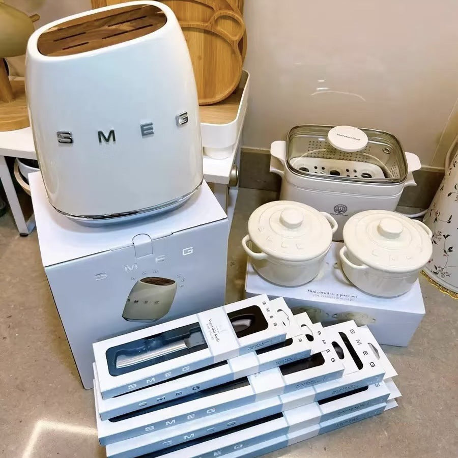 西西里（12色）SM-EG斯麦格奶油色厨房刀具套装复古不锈钢菜刀架-