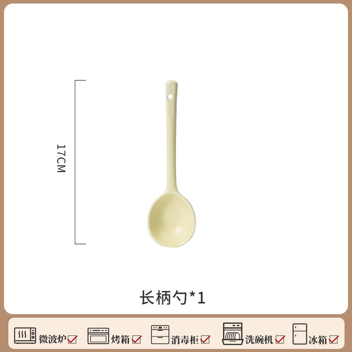 釉下彩奶油风陶瓷饭碗清新碗碟套装家用鱼菜盘汤碗面碗米饭碗