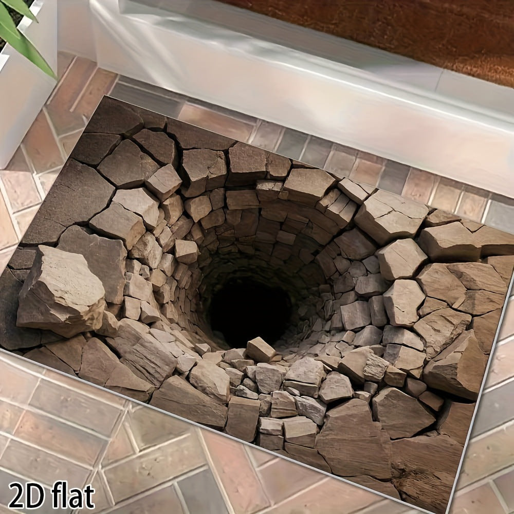 跨境temu代发3D视觉错觉入户玄关水晶绒地垫进门门垫耐脏耐磨地垫