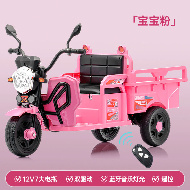 儿童电动三轮车摩托车带斗拖拉机可坐人小孩玩具男女宝宝遥控汽车