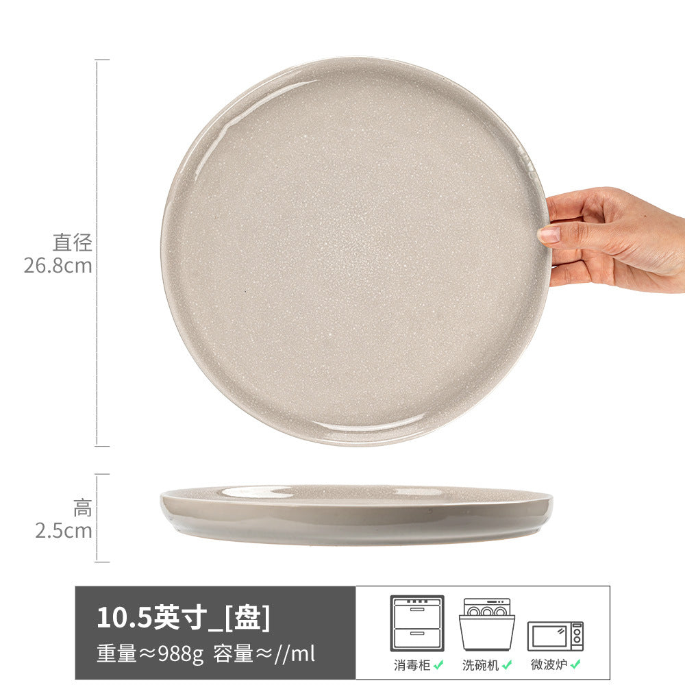 Large Plate Japanese Style Home Plate Vintage Ceramic Plate Plate Tableware Dish Plate Light Luxury