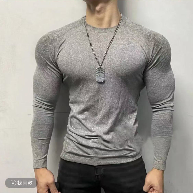 American Seamless Jacquard Zipper Long Sleeve Training Top - Quick Dry Muscle Fit