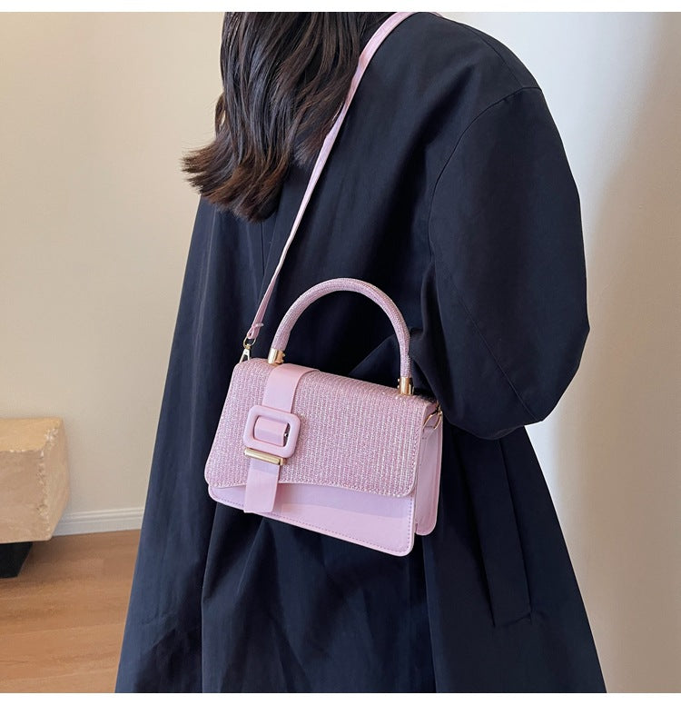 气质简约亮皮女包ins皮带精美单肩包手提包纯色时尚腋下包斜跨包