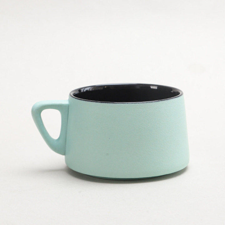 陶瓷咖啡杯碟套装高颜值粗陶渐变马克杯轻奢家用餐厅拉花杯水杯子