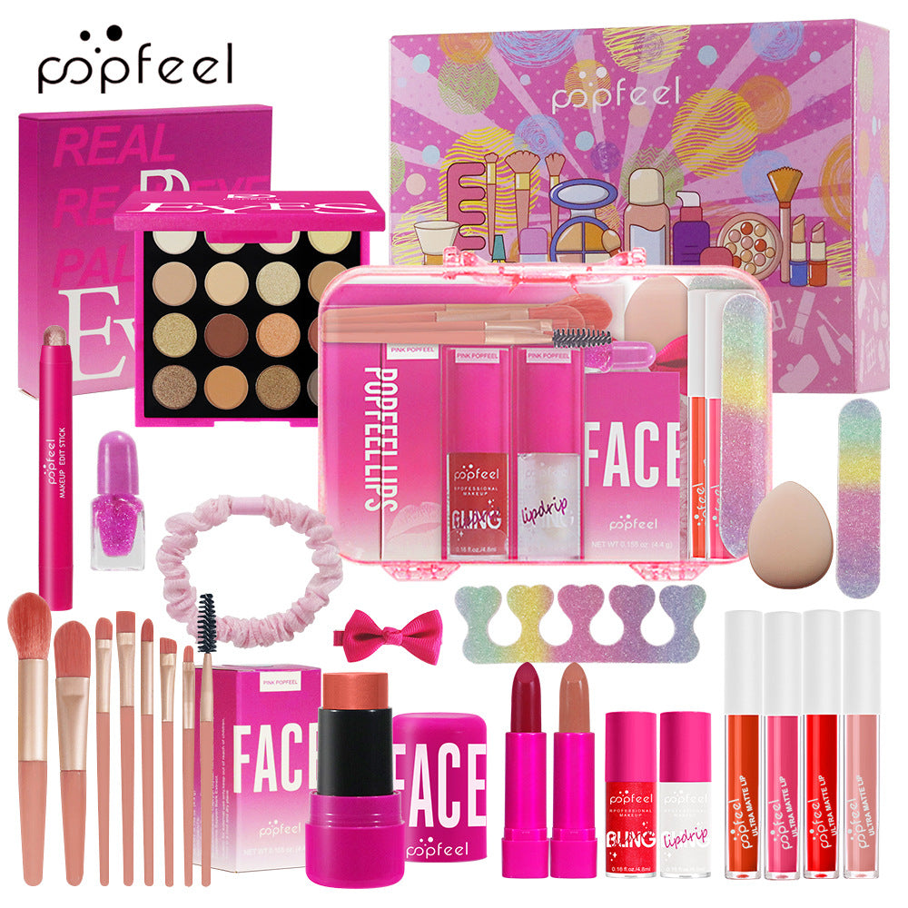POPFEEL Beginner Makeup Complete Set – Full Combination Holiday Gift Box for Girls & Students
