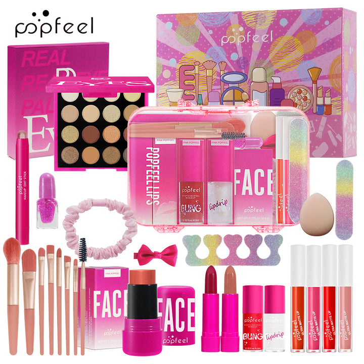 POPFEEL Beginner Makeup Complete Set – Full Combination Holiday Gift Box for Girls & Students