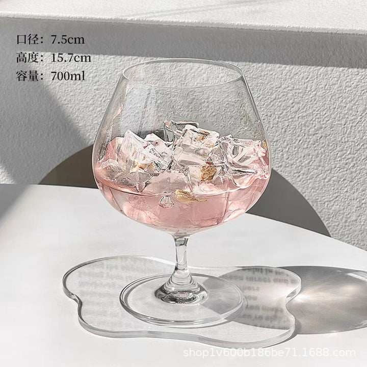 Gradient Pink Frosted Glass Wine Cup – French Style High-Stem Red Wine & Champagne Glass