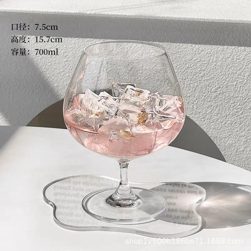 Gradient Pink Frosted Glass Wine Cup – French Style High-Stem Red Wine & Champagne Glass