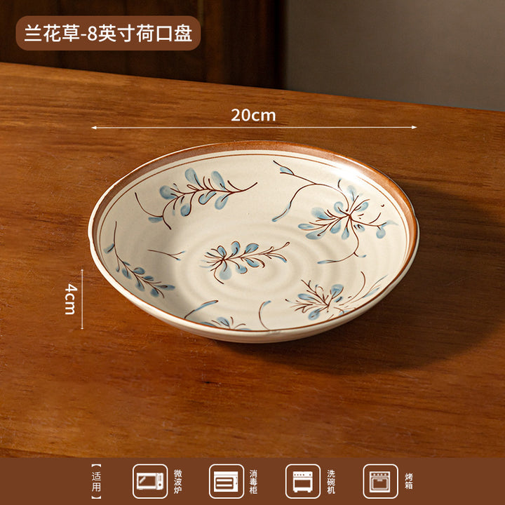 新中式陶瓷套装批发碗盘复古高颜值釉下彩米饭碗菜盘餐具礼盒装