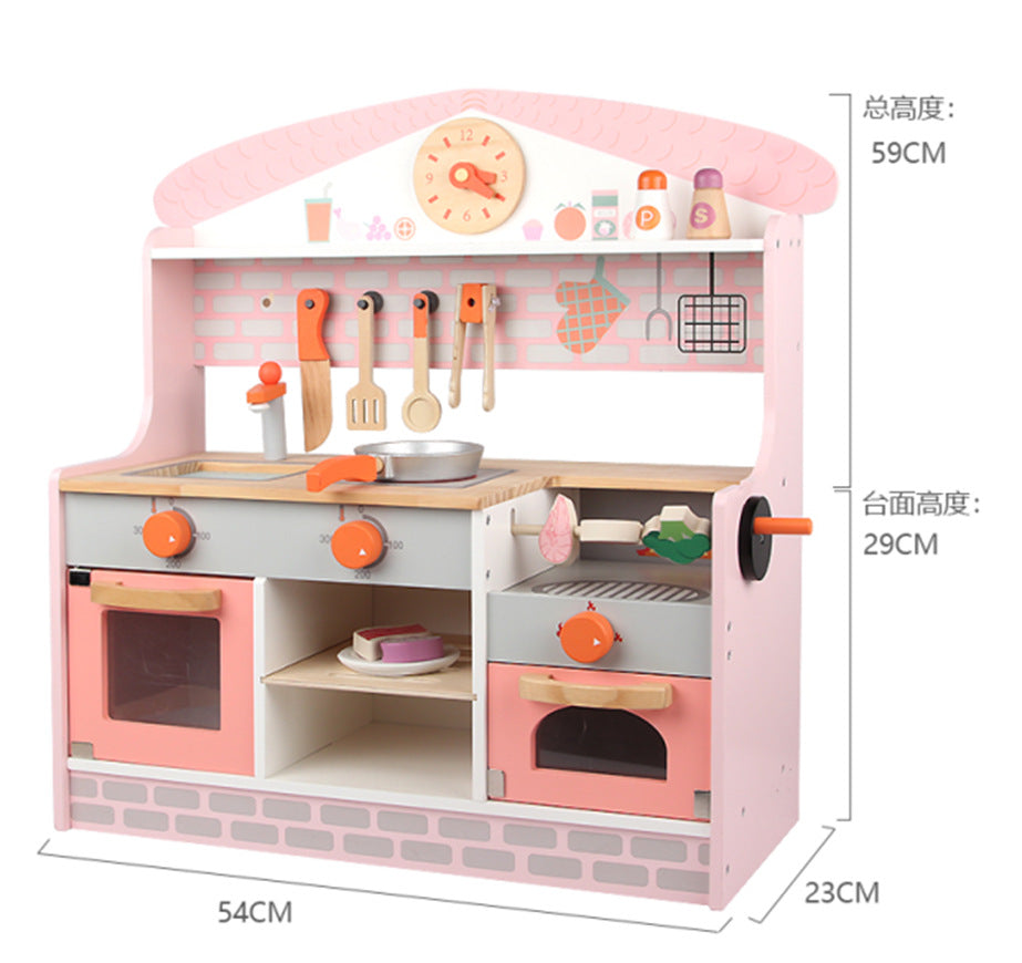 丹麦儿童过家家岁6厨房煮饭玩具仿真声光冰箱套装模拟做饭木灶台