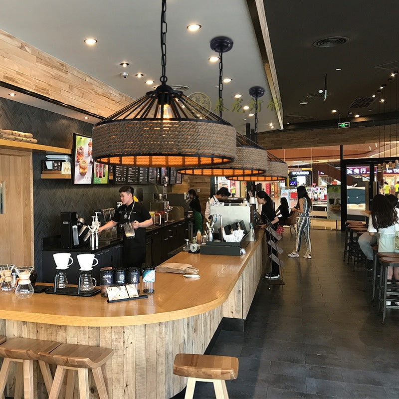 麻绳吊灯蒙古包复古工业风个性创意饭店餐厅吧台火锅店咖啡厅酒